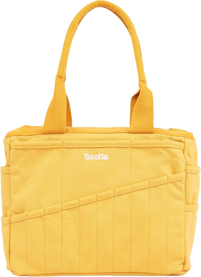 Soolla Studio Bag: Pottery Tool Bag, Art Supply Storage, Knitting Yarn Organizer, Crochet Projects, & Washable Craft Tote, 30 Pockets, 25+ Canvas Colors, Student Artist Gift (Sunset Mustard) - Image 1